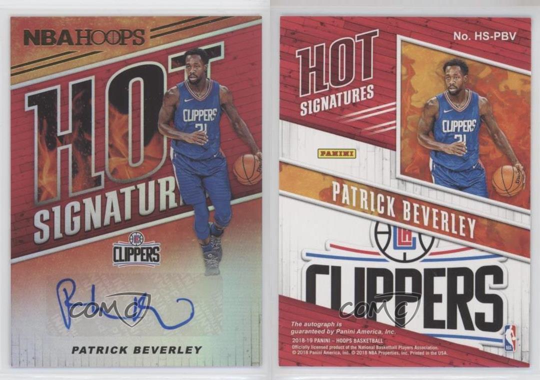 2018-19 Panini NBA Hoops Hot Signatures Patrick Beverley #HS-PBV Auto