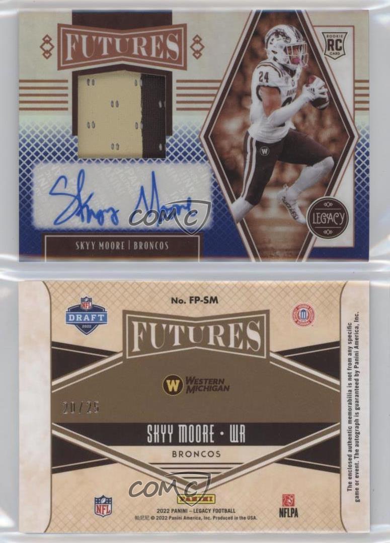 2022 Legacy Football Skyy Moore Rookie Sapphire #24/35 Jersey Number +  Silver