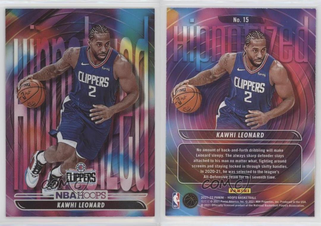 Kawhi Leonard 2021-22 Panini NBA Hoops Holo Refractor Hypnotized Insert Card  #15