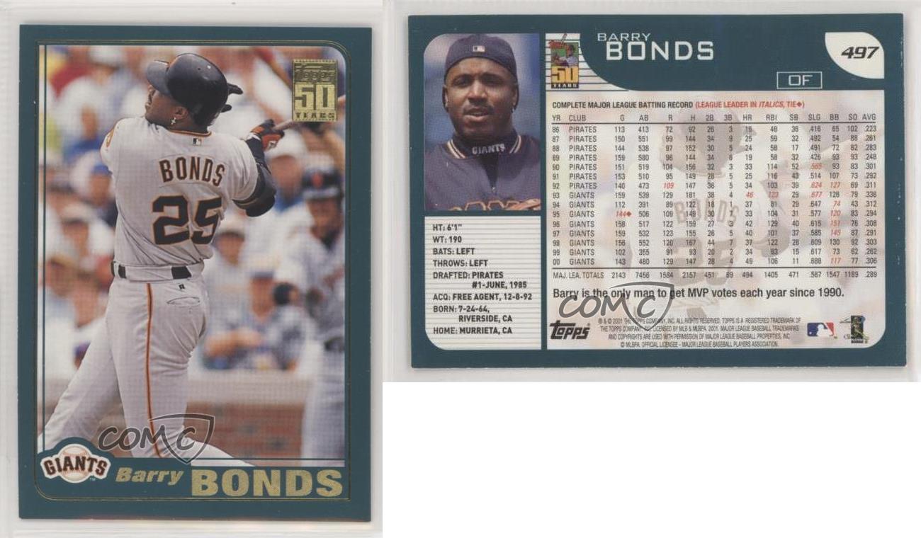 apba barry bonds 2001 baseball card