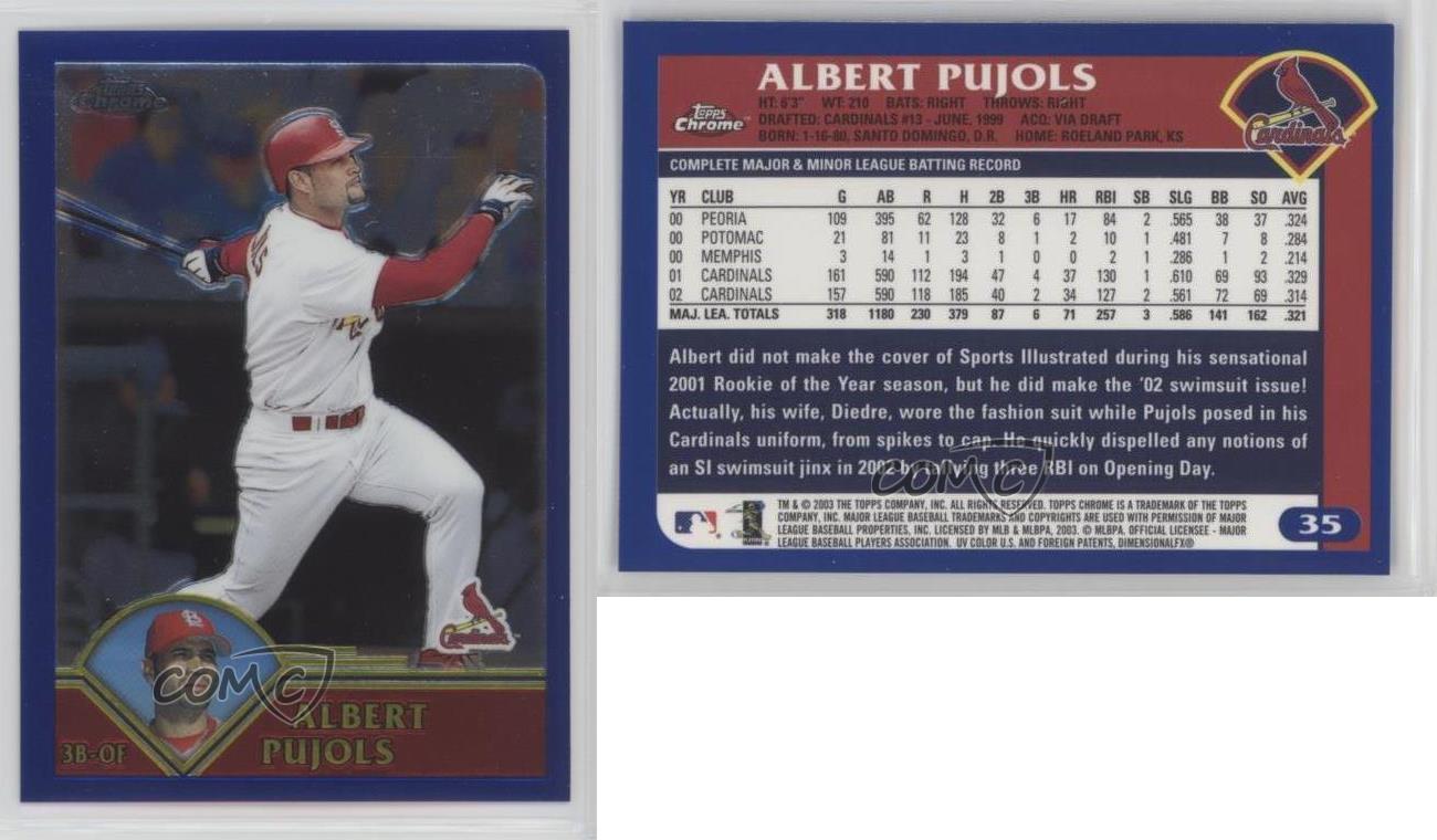 2003 Topps Chrome 35 Albert Pujols St. Louis Cardinals Baseball Card