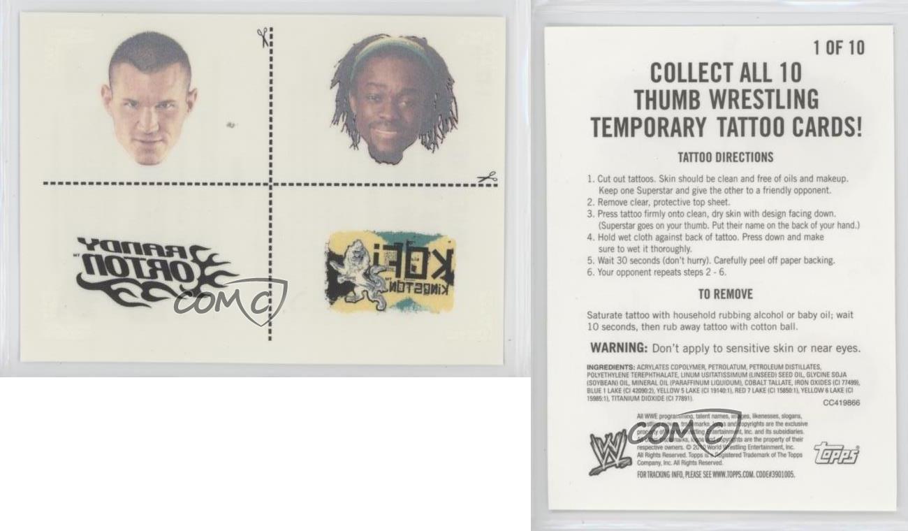 2010 Topps Rumble Pack Tattoos Randy Orton Kofi Kingston #1 - Picture 3 of 4