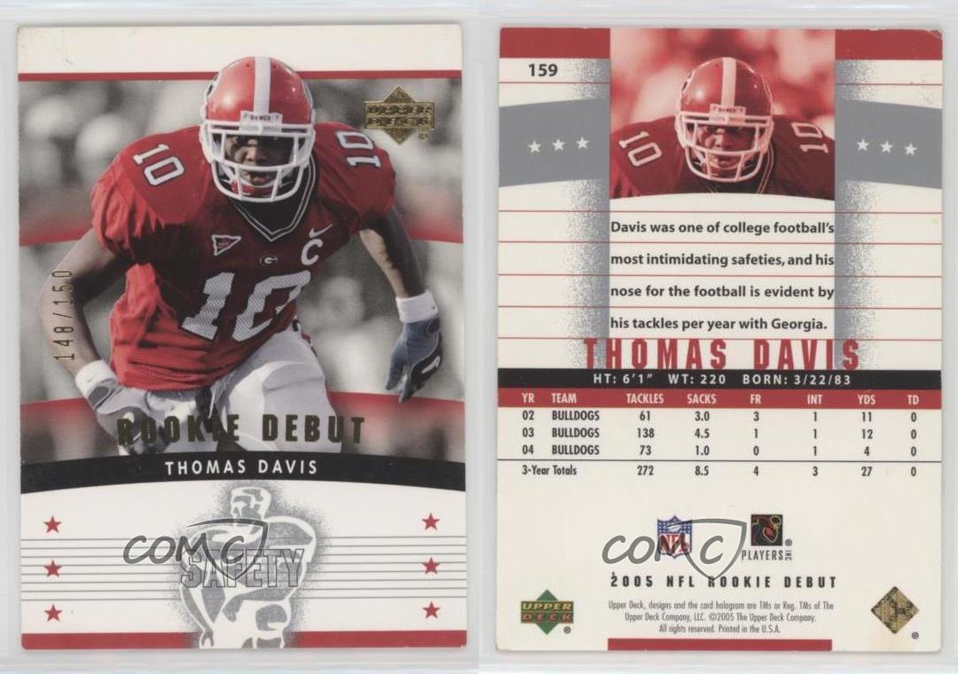 Upper Deck Rookie Debut Gold 150/150 2005 Thomas Davis #159 radiocontrol - Imagen 3 de 4