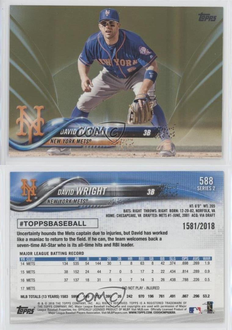  2018 Topps Series 2#588 David Wright New York Mets