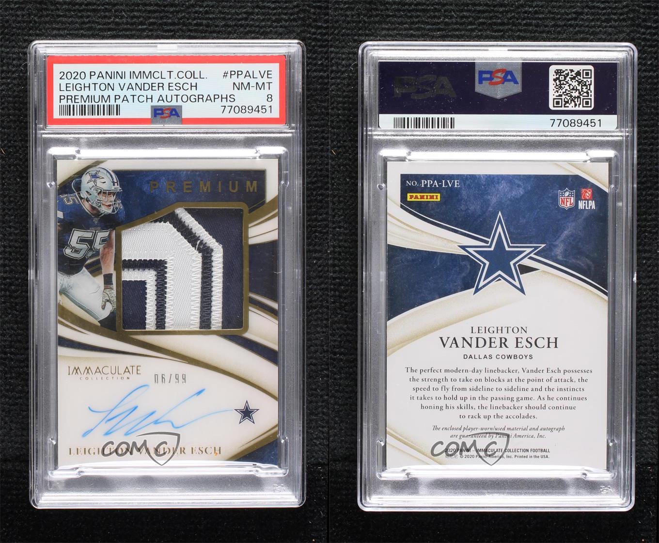 2020 Panini Immaculate Premium /99 Leighton Vander Esch PSA 8 Patch Auto - Picture 3 of 3