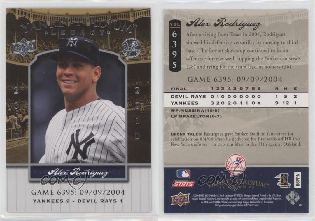 2008 Upper Deck Yankee Stadium Legacy Alex Rodriguez vente en gros #YSL6395