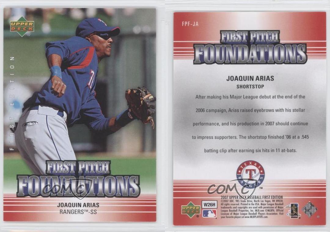 2007 Upper Deck First Edition Pitch Foundations Joaquin Arias #FPF-JA Rookie RC - Picture 4 of 4