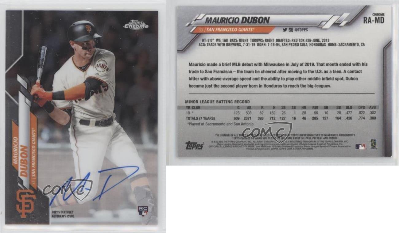 2020 Topps Chrome Rookie Auto Mauricio Dubon #RA-MD Auto RC - Picture 7 of 7