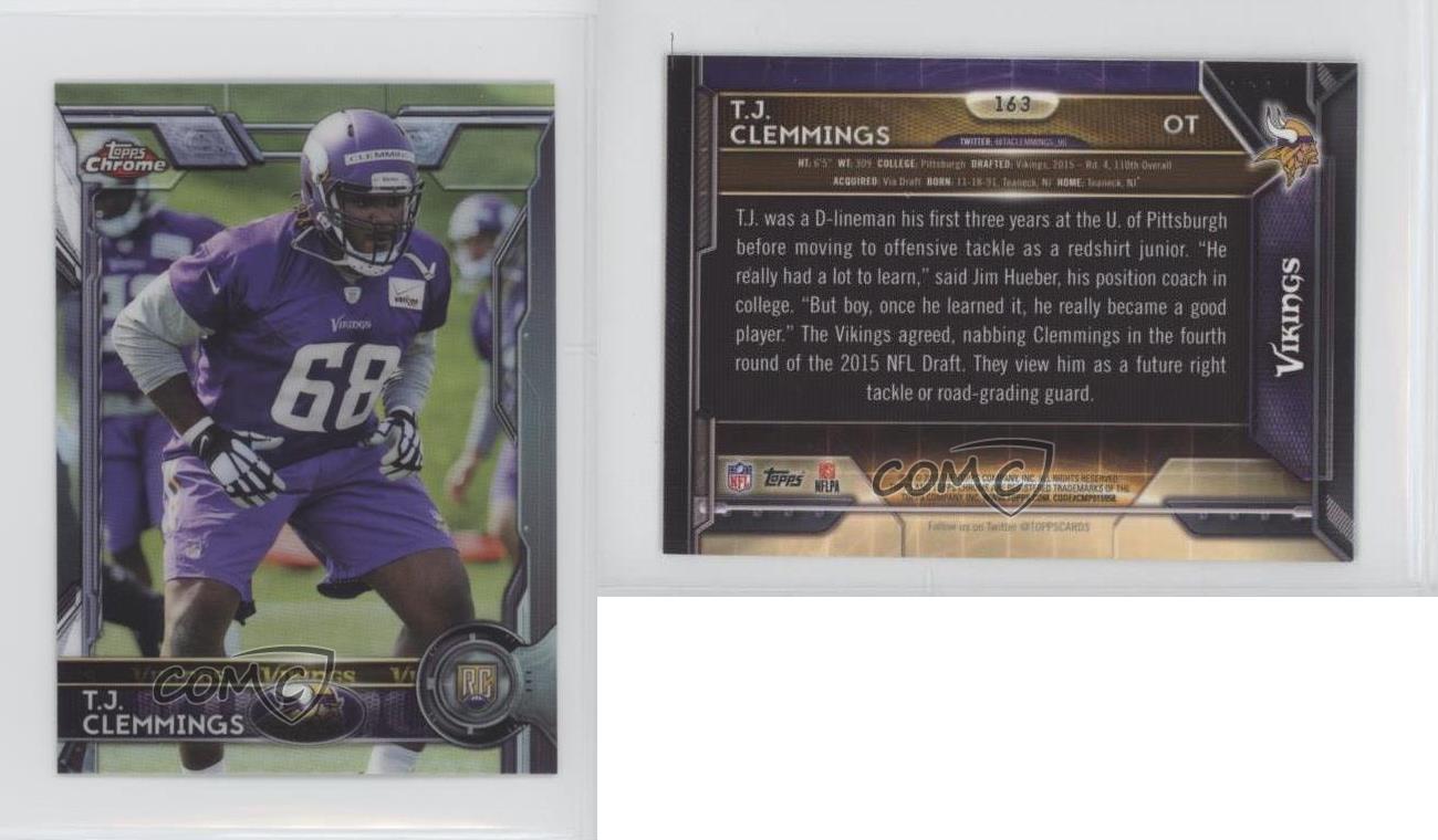 2015 Topps Chrome Mini Rookies TJ Clemmings #163 Rookie RC - Picture 3 of 4