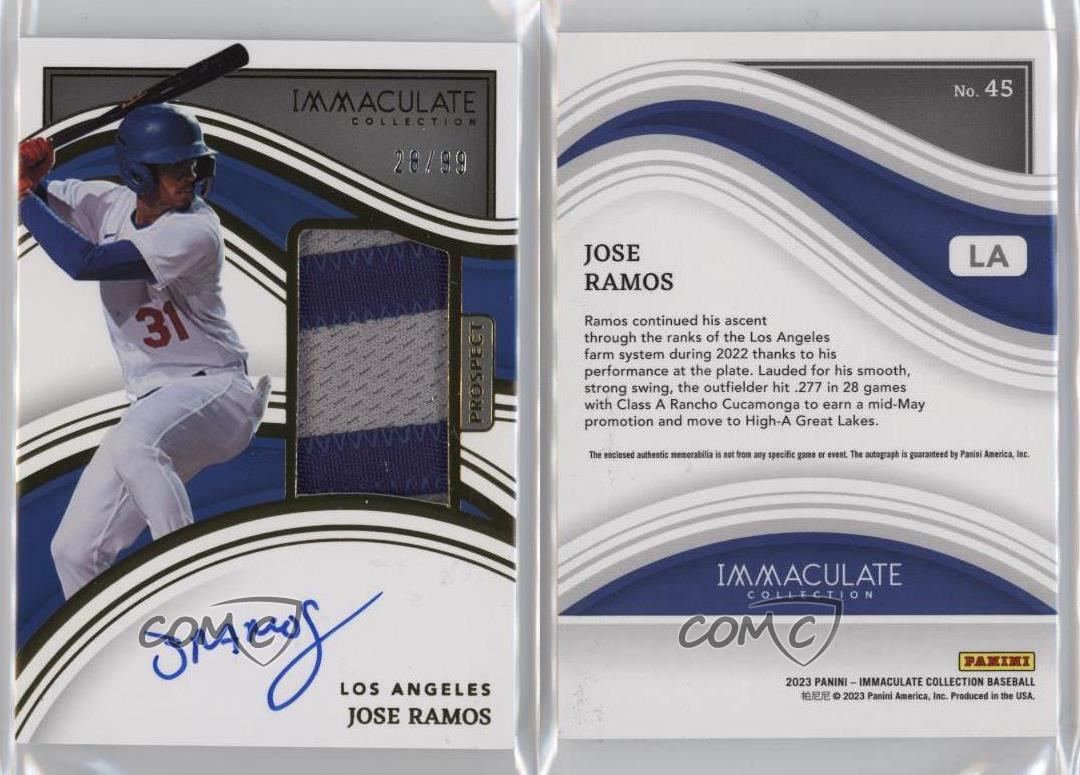 2023 Panini Immaculate Prospect Patch Auto /99 Jose Ramos #45 Patch Auto - Picture 3 of 3