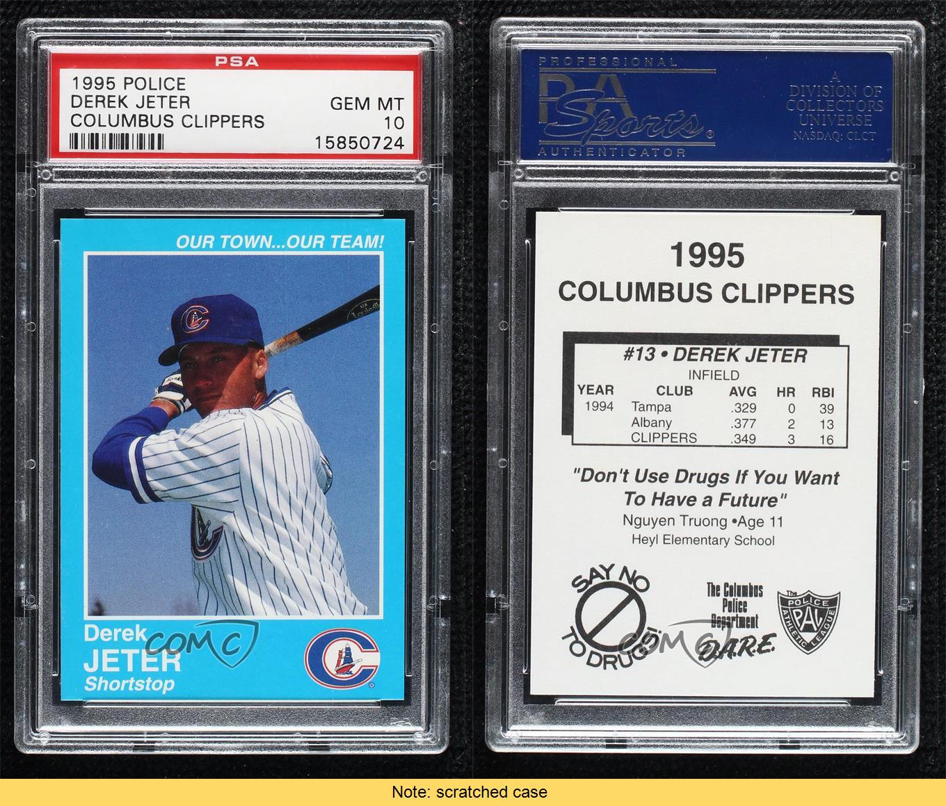 1995 Columbus Clippers Team Issue Police Blue Border Derek Jeter PSA 10 GEM MT - Picture 3 of 3