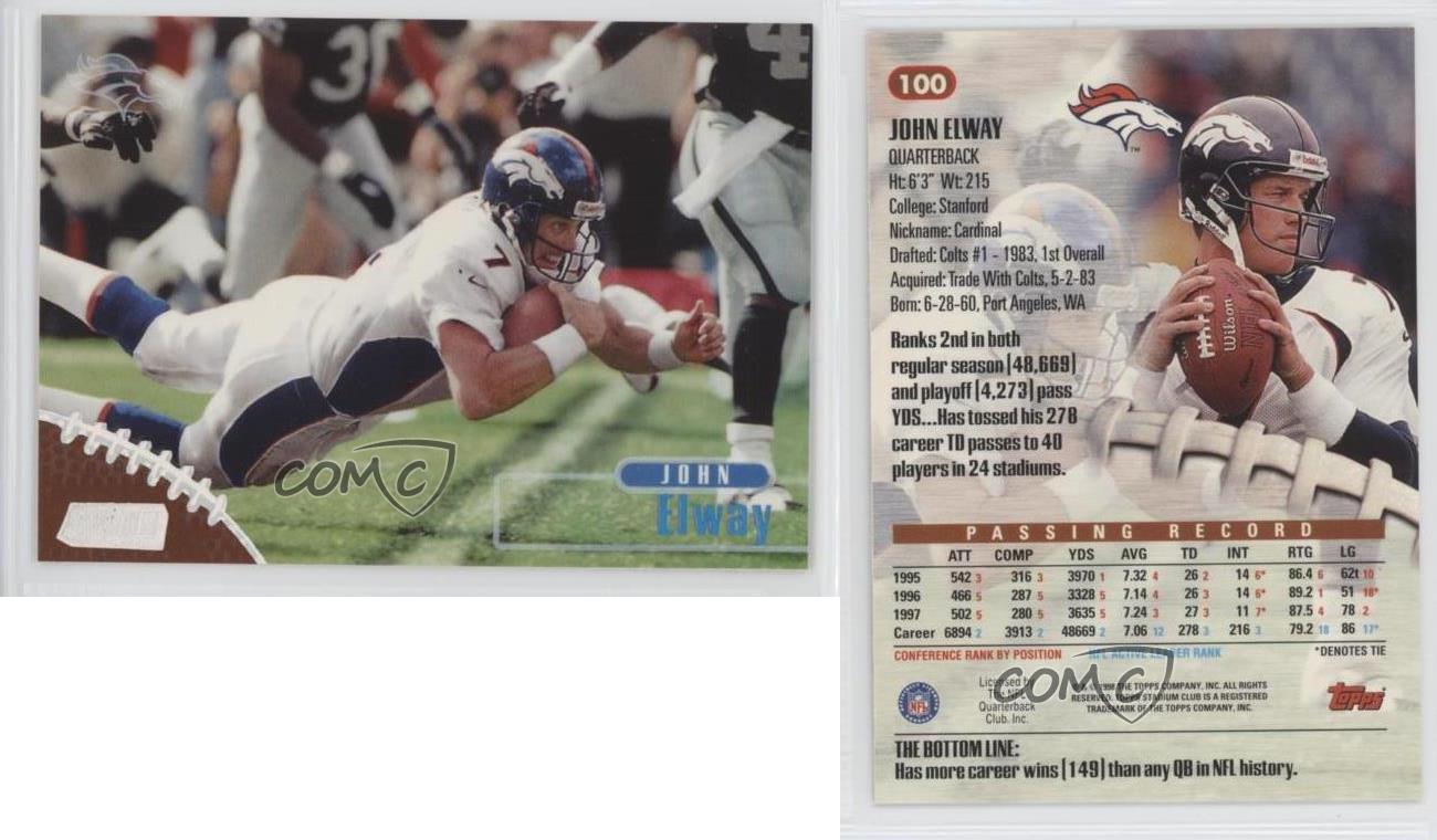 1998 Stadium Club John Elway #100 on Kronozio