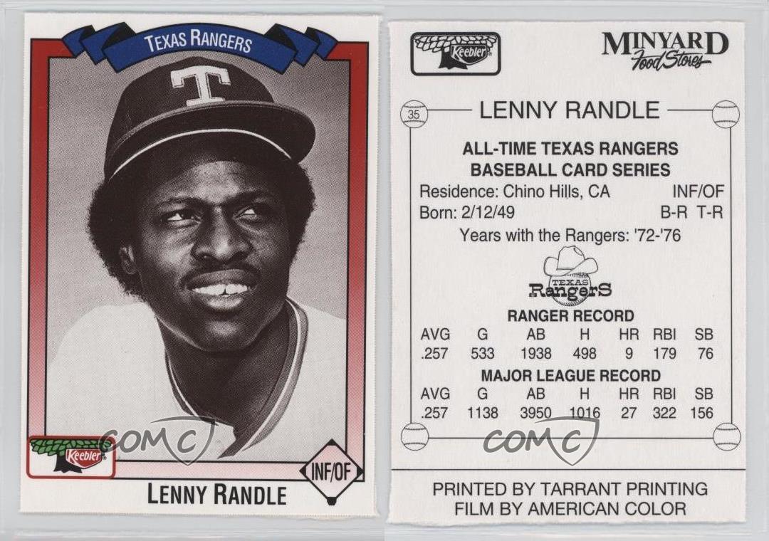 1993 Keebler Texas Rangers Lenny Randle #35