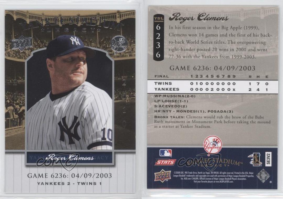 2008 Upper Deck Yankee Stadium Legacy Roger Clemens soldes #YSL6236