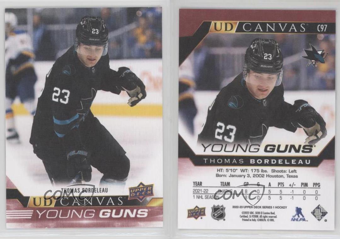 2022-23 Upper Deck Series 1 UD Canvas Young Guns Thomas Bordeleau #C97 Rookie RC