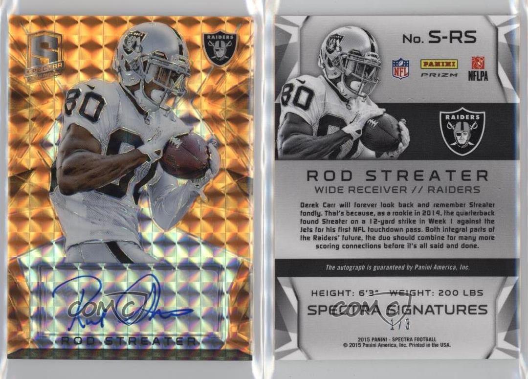Panini Spectra Signatures 2015 naranja neón Prizm/3 varillas Streater #S-RS automático - Imagen 3 de 4