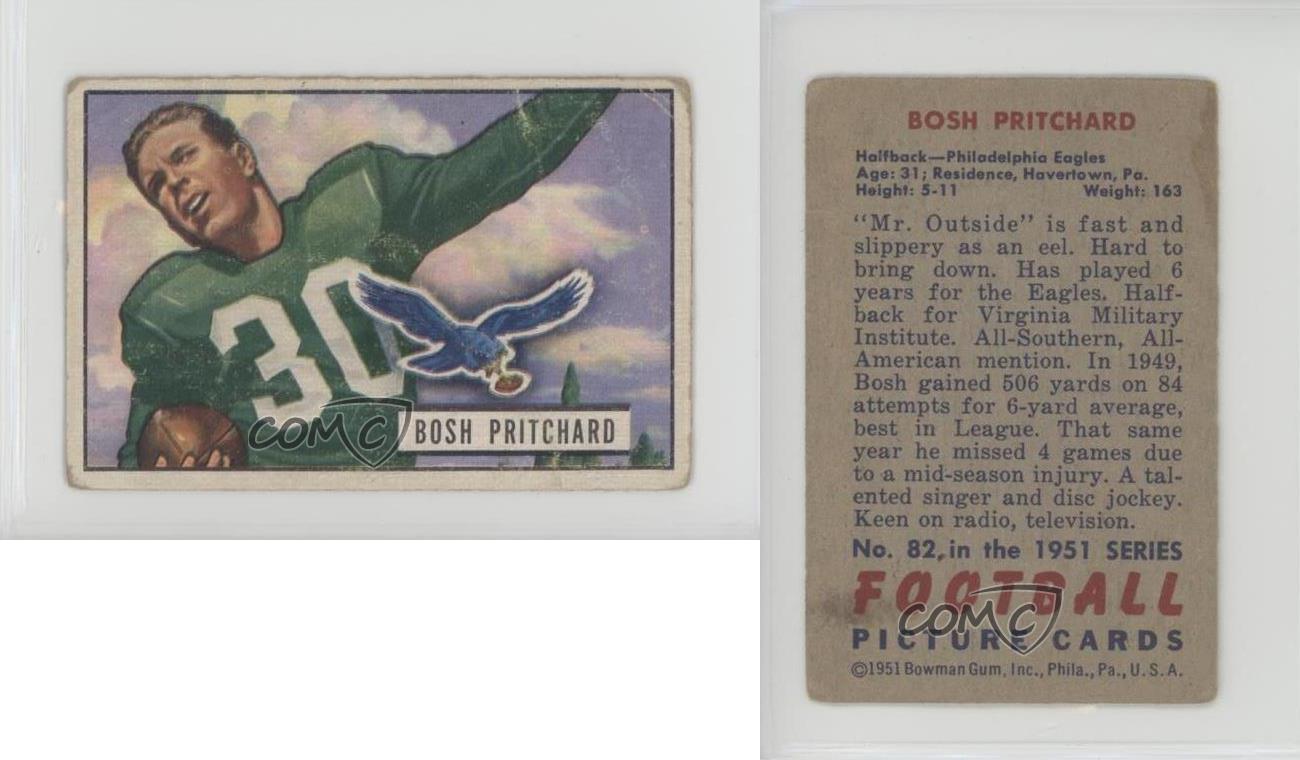 1951 Bowman Regular (Football) Card# 82 Bosh Pritchard of the