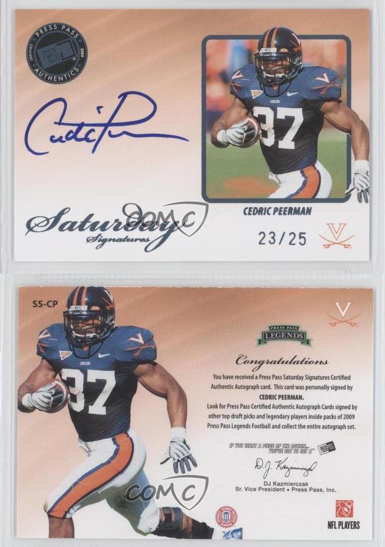 Cedric Peerman 2009 Certified Mirror Emerald New Generation Auto Rc #d 3/5