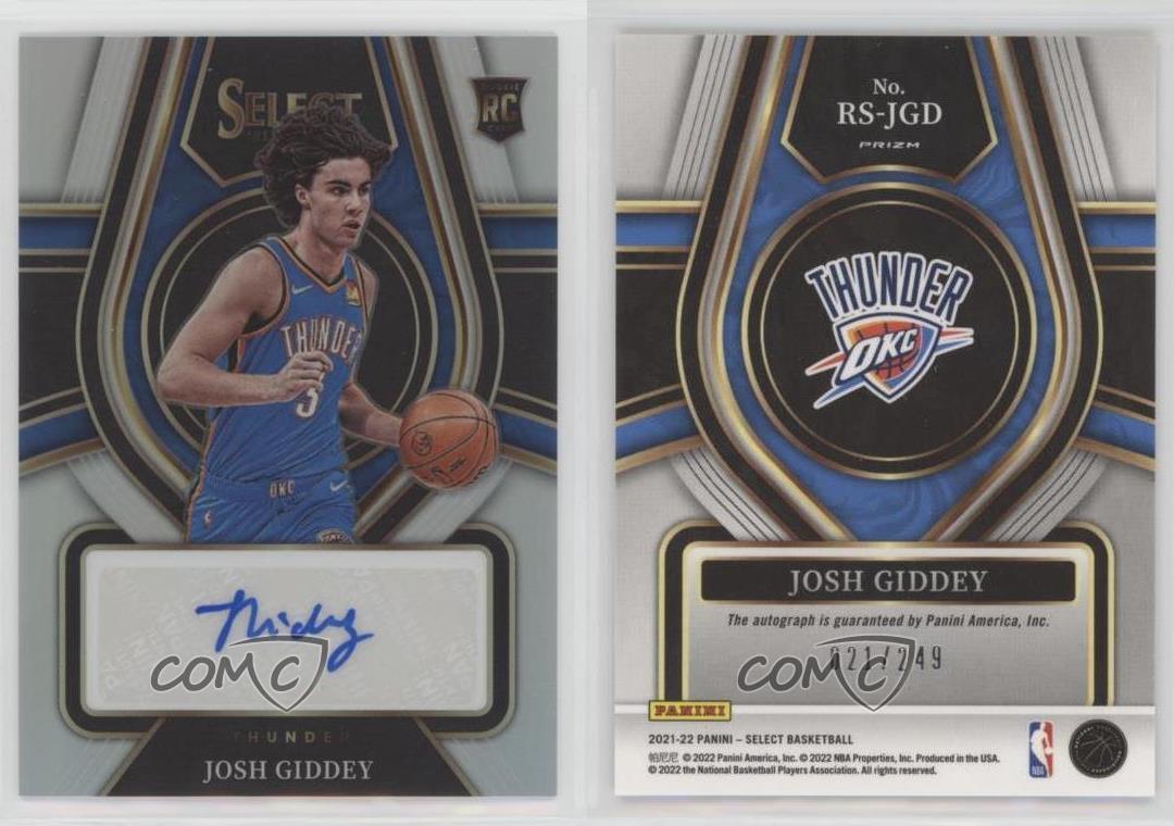 2021-22 Panini Select Signatures Silver Prizm /249 Josh Giddey Rookie Auto  RC