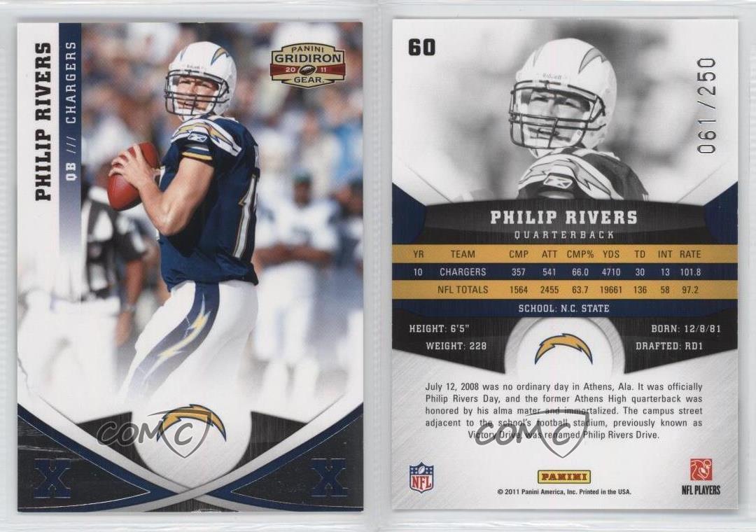 2011 Panini Gridiron Gear NFL Football #60 Philip Rivers San Diego