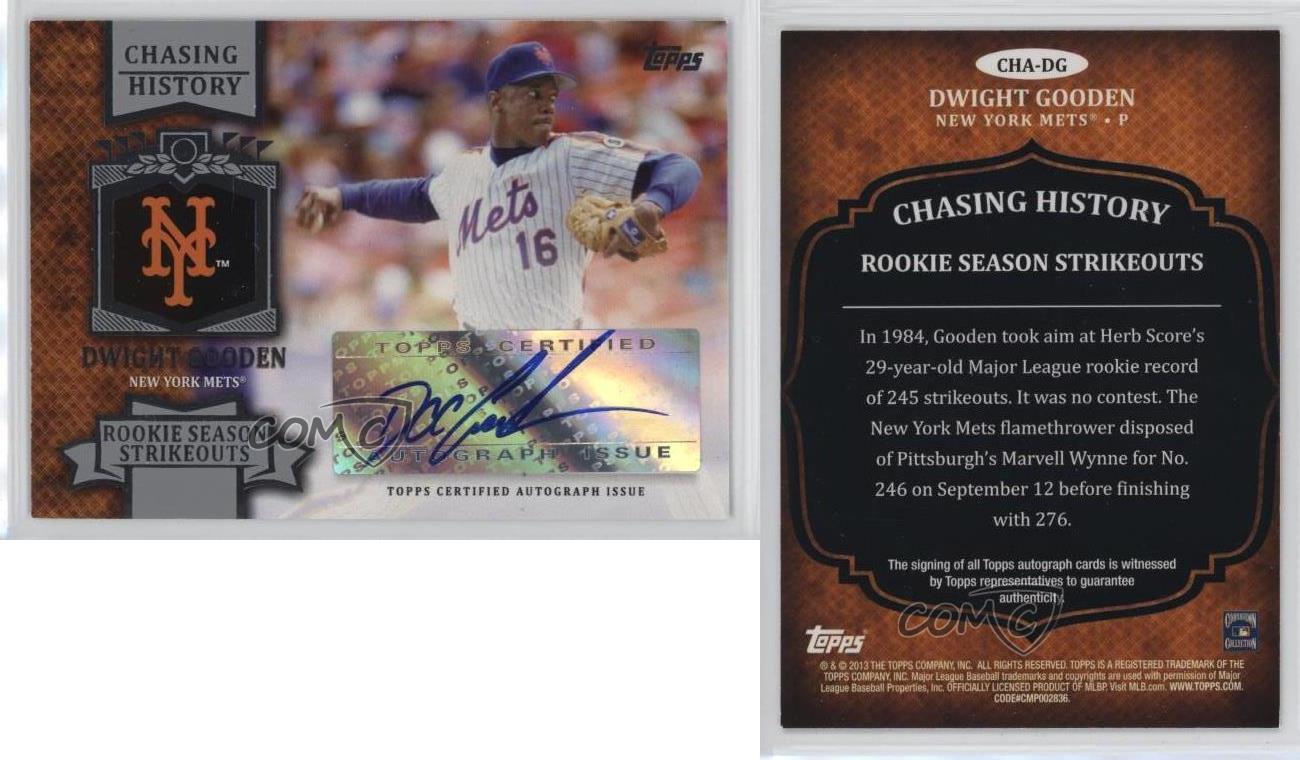 2013 Topps Chasing History Auto Dwight Gooden #CHA-DG Auto - Foto 4 di 4