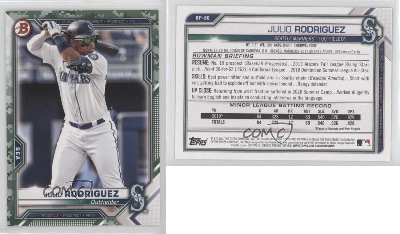 2021 Bowman Prospects Camo Border Julio Rodriguez #BP-86