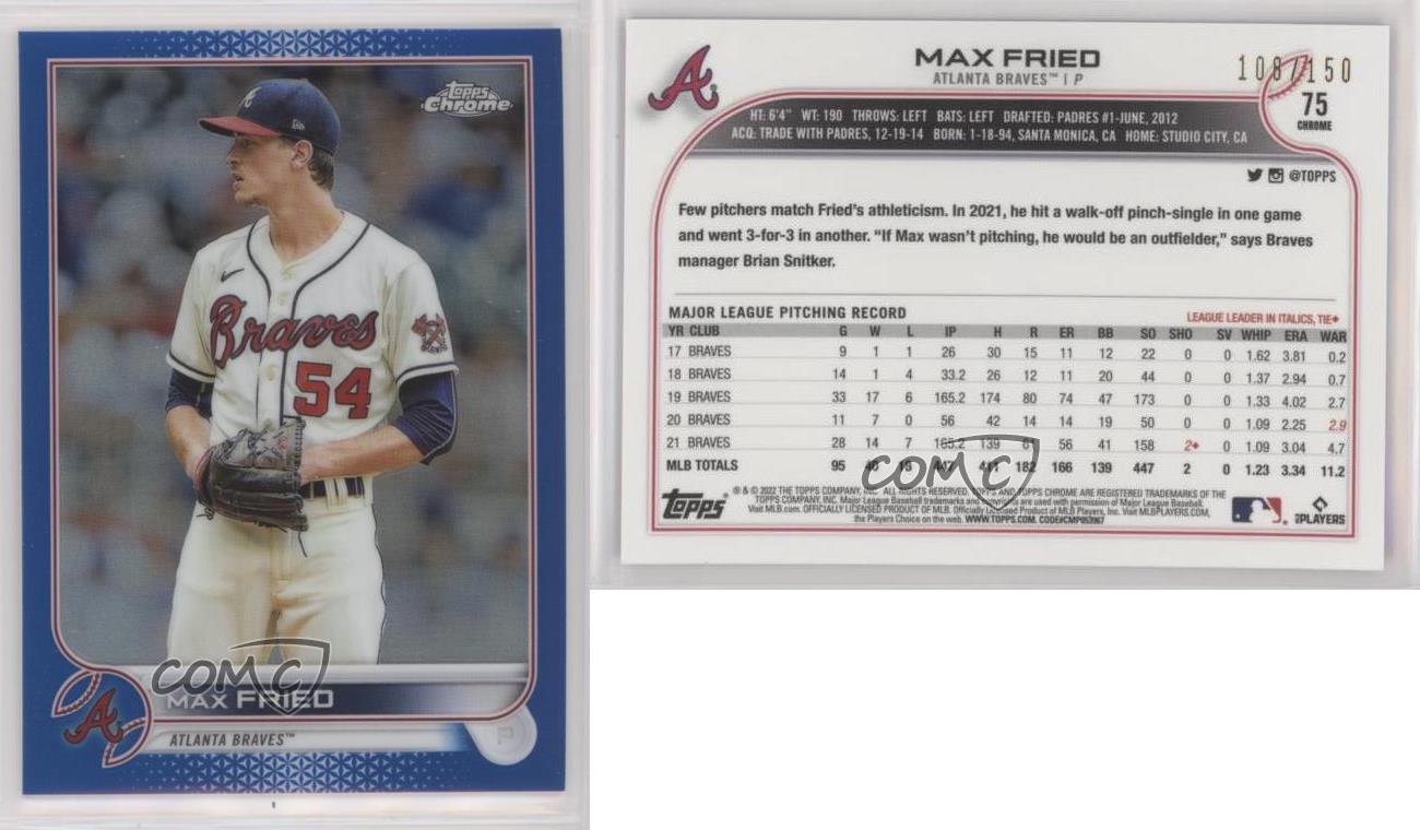 2022 Topps Chrome Blue Refractor /150 Max Fried #75