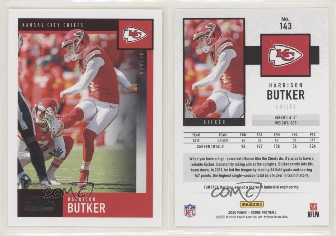 2020 Score #143 Harrison Butker Kansas City Chiefs Football Card