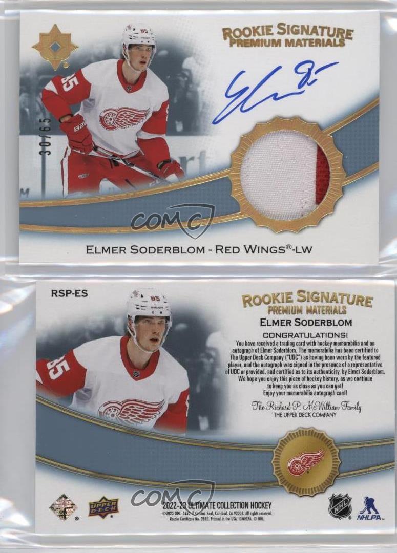 2022-23 Upper Deck Ultimate Collection /65 Elmer Soderblom #RSP-ES Auto RC