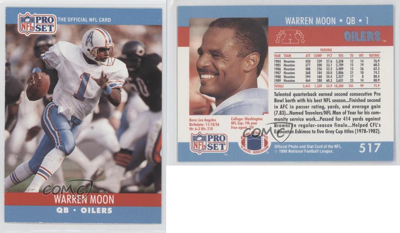 1990 Pro Set Football Card Warren Moon Houston Oilers, #517