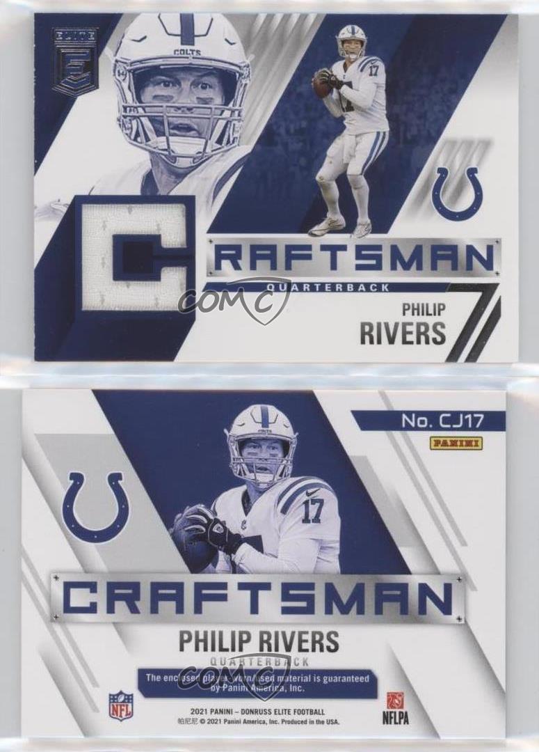 2021 Donruss Elite Philip Rivers Jersey Card Craftsman SP #/99 Colts  Legend!