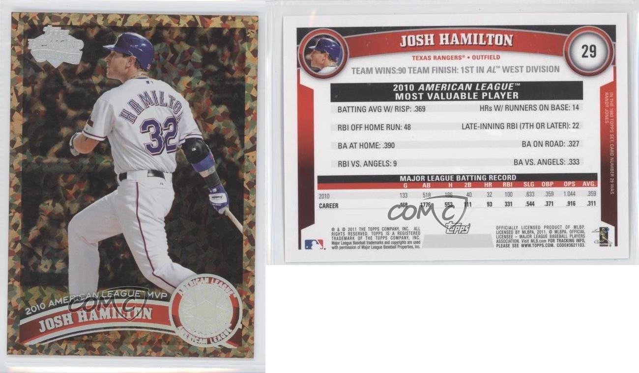 2011 Topps Josh Hamilton Texas Rangers #29