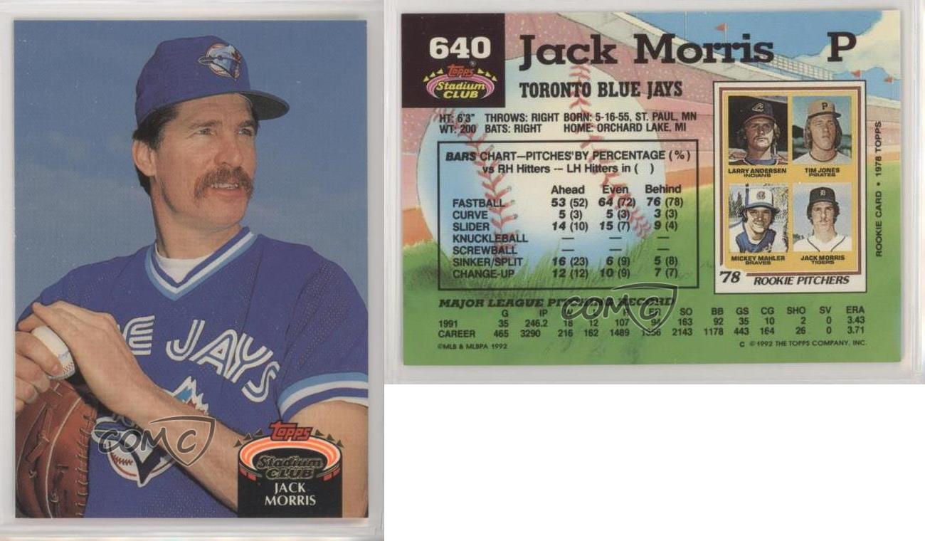1992 Topps Stadium Club Baseball #640 Jack Morris