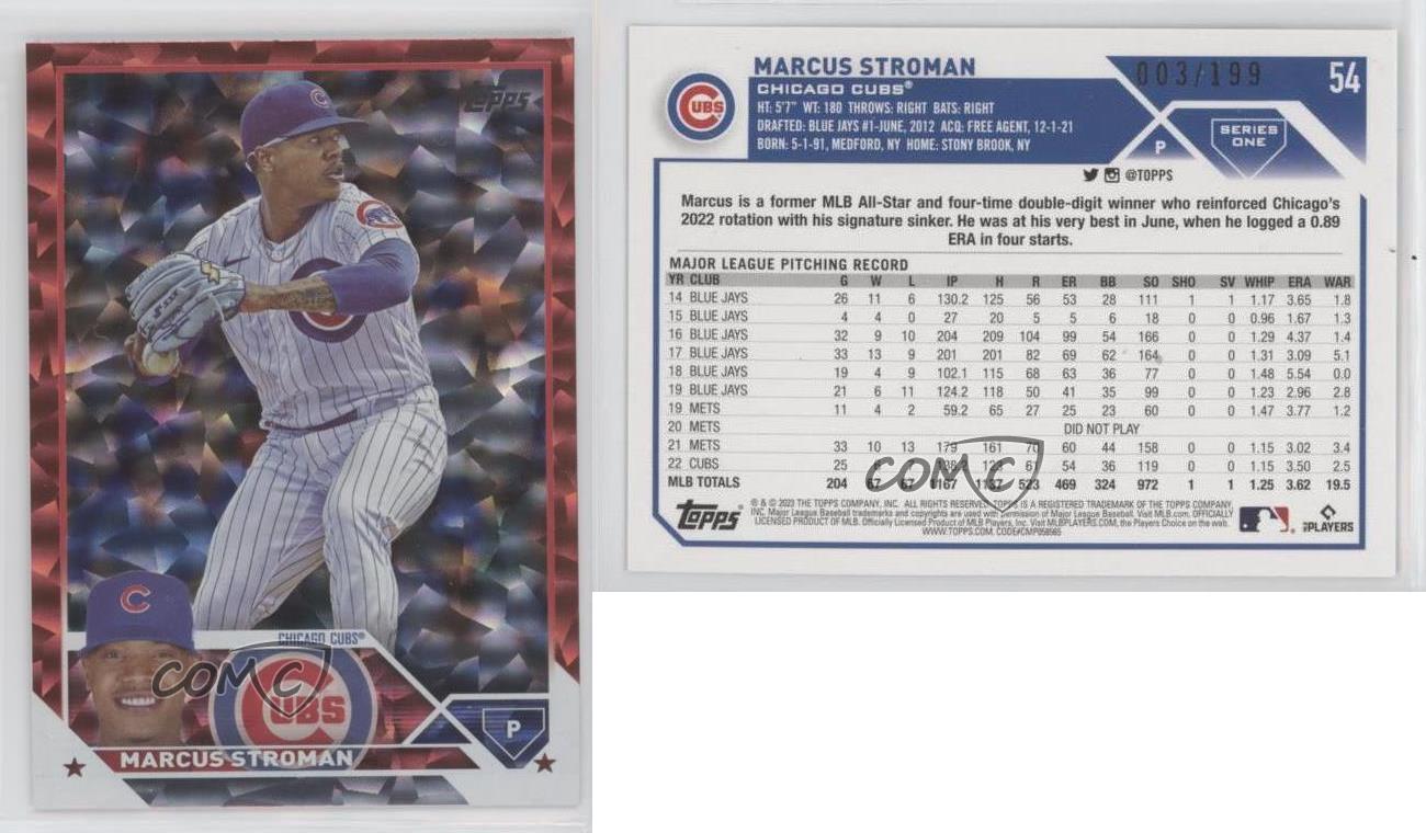 2023 Topps Series 1 #54 Marcus Stroman - Chicago Cubs BASE BASEBALL CARD