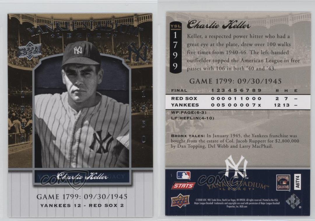 2008 Upper boutiques Deck Yankee Stadium Legacy Charlie Keller #YSL1799