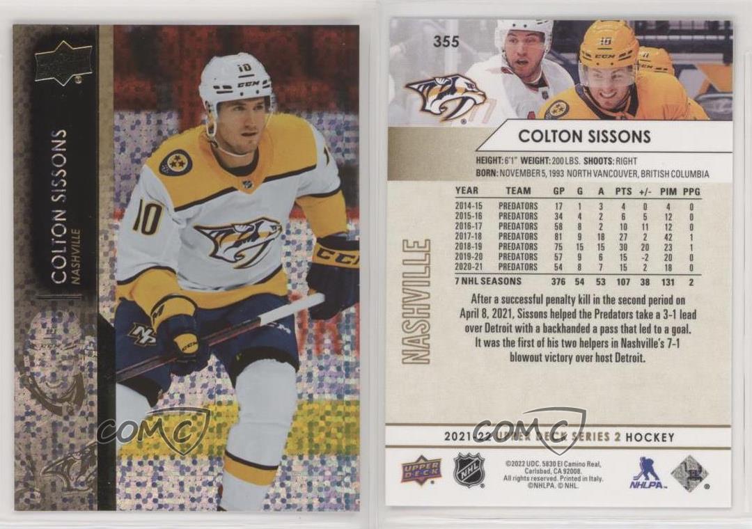 2021-22 Upper Deck Series 2 Speckled Rainbow Foil Colton Sissons #355