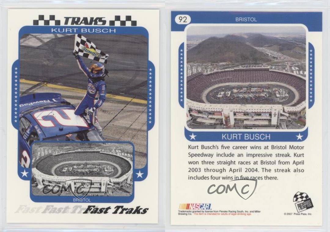 2007 Traks Fast Kurt Busch Bristol International Raceway Motor Speedway #92