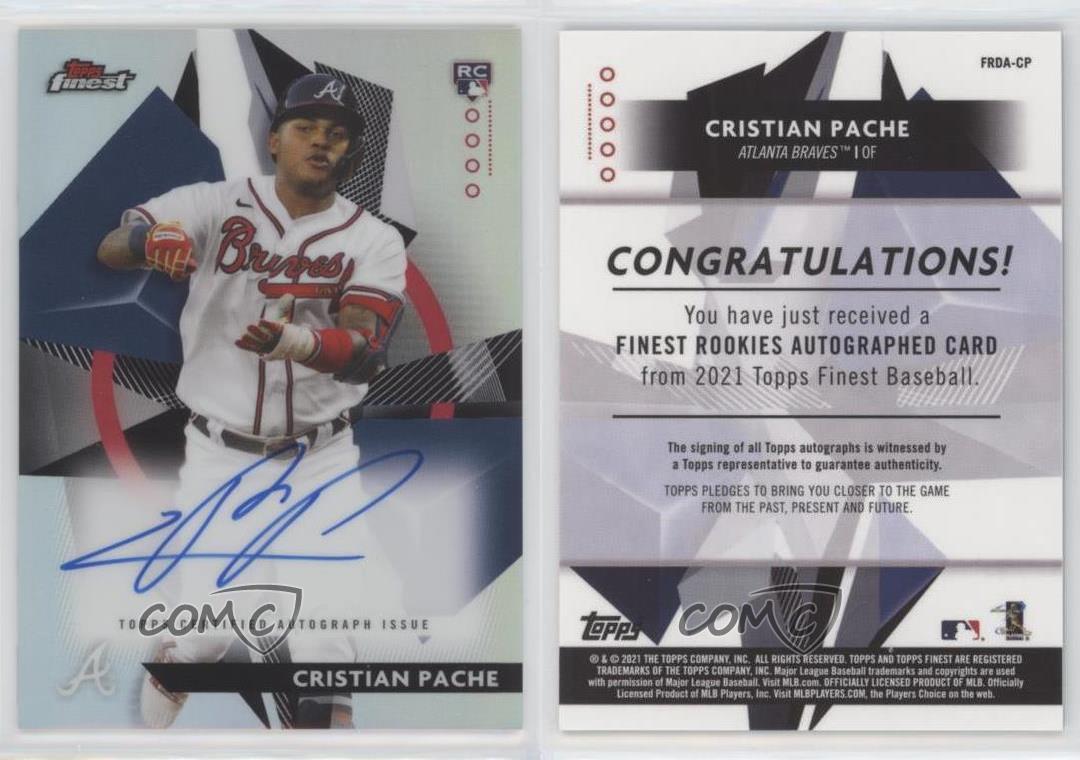 Cristian Pache 2021 Topps Finest On Card Auto Rookie Refractor Rc