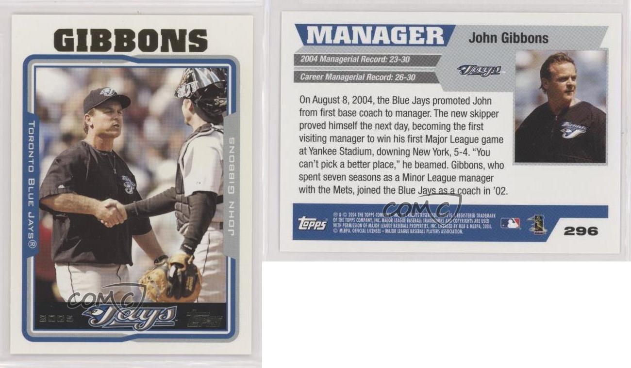 John Gibbons 2005 Topps #296 Toronto Blue Jays Baseball Card