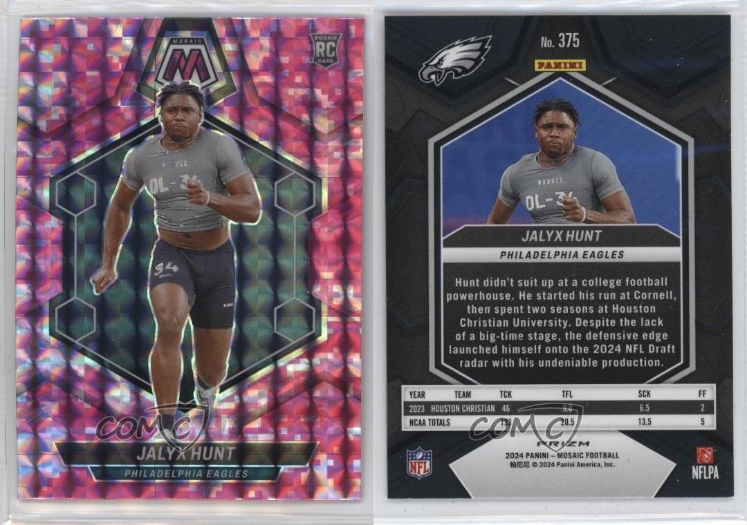 2024 Panini Mosaic Rookies Rosa Camuflaje Mosaico Prizm Jalyx Hunt #375 Rookie RC - Imagen 3 de 4