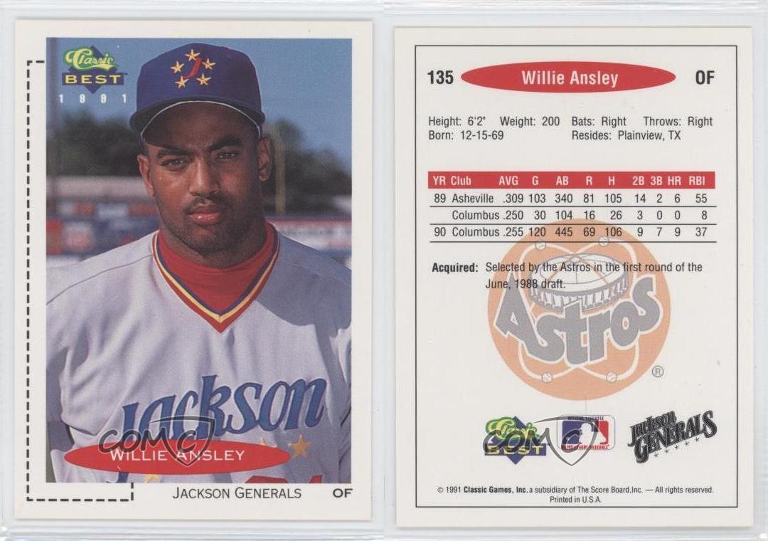 1991 Classic Best Minor League 135 Willie Ansley Jackson Generals Baseball Card eBay