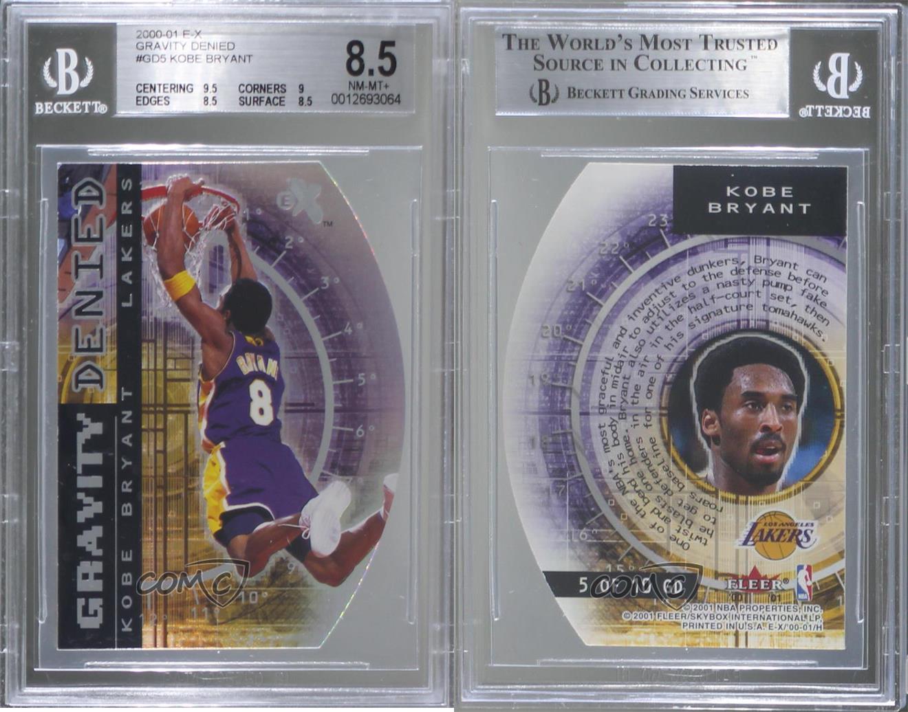 2000-01 EX Gravity Denied Kobe Bryant #5GD BGS 8.5 HOF - Picture 3 of 3