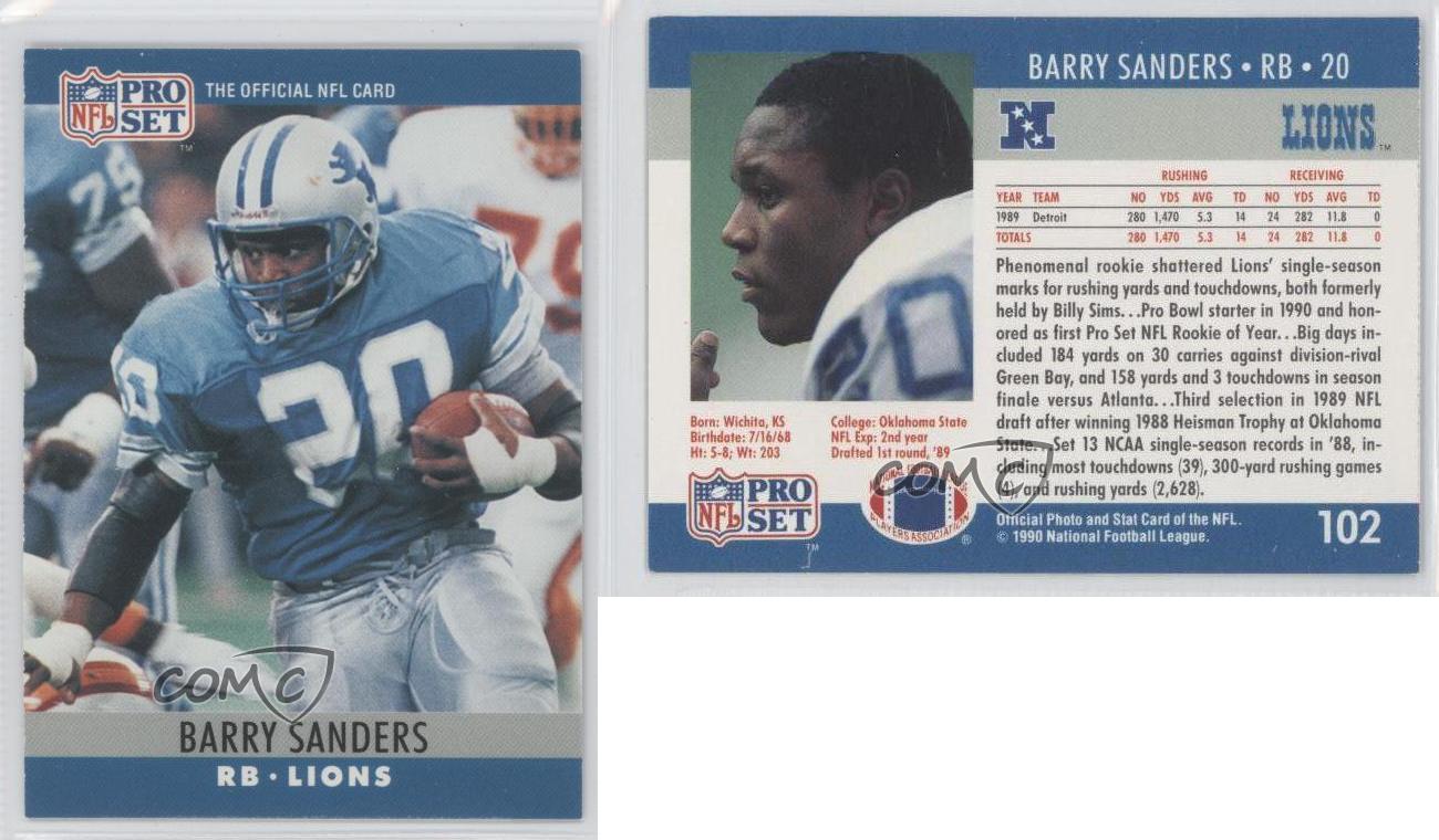 1990 Pro Set 102 Barry Sanders Detroit Lions Football Card eBay