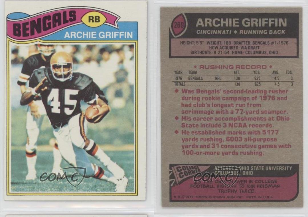 1977 Archie Griffin # 269 Cincinnati Bengals Topps NFL Football