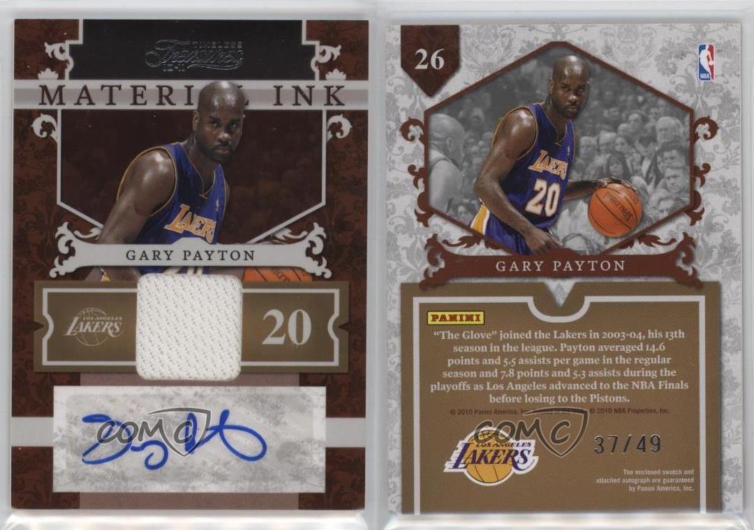 2010-11 Timeless Treasures Material Ink /49 Gary Payton #26 Auto HOF