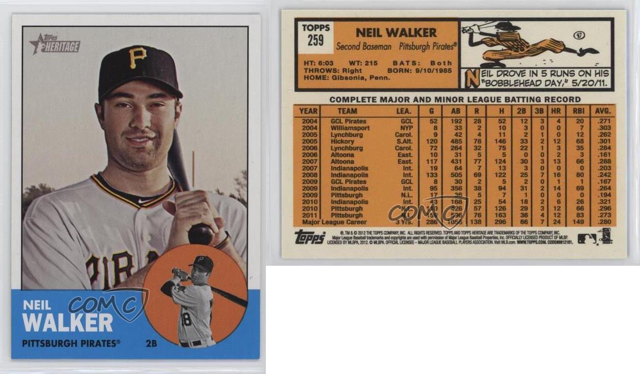  2012 Topps Heritage #259 Neil Walker Pirates : Collectibles &  Fine Art