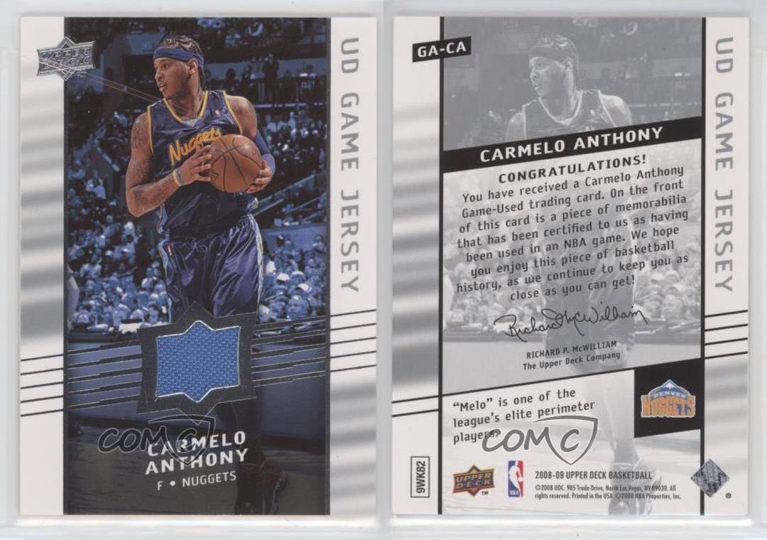 2008-09 Upper Deck Black Jersey Gold #7 Carmelo Anthony Patch Card