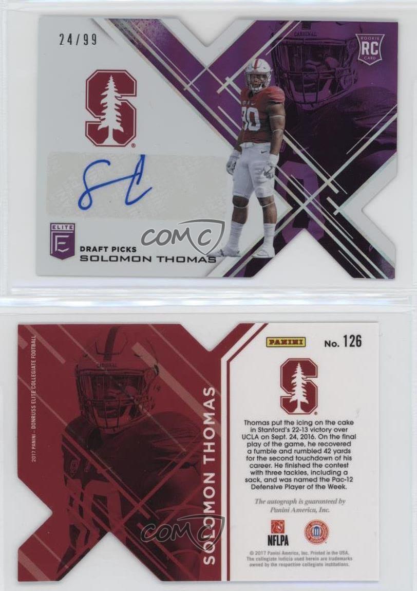 Achats 2017 Elite Draft Picks Status Violet Die-Cut /99 Solomon Thomas Rookie Auto RC