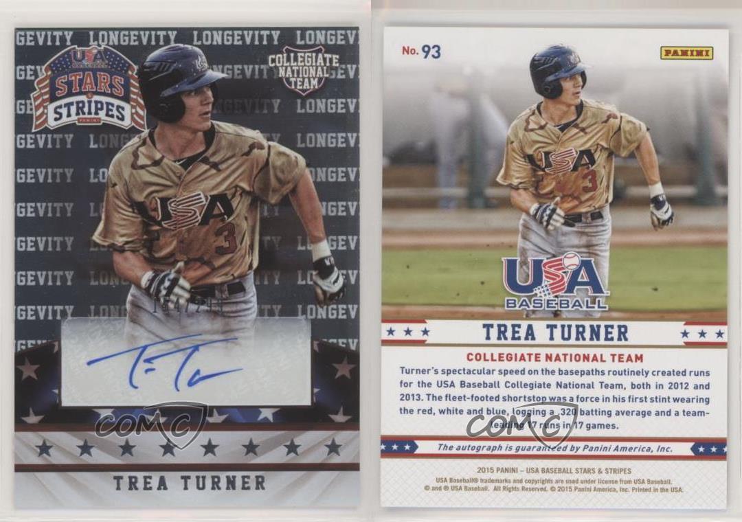 Trea Turner baseball card rookie 2015 USA Baseball #93 Longevity