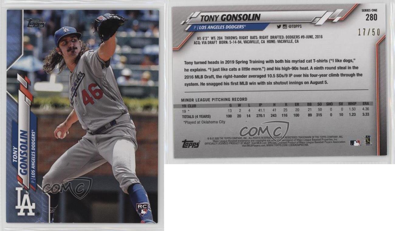 2020 Topps Father's Day Blue /50 Tony Gonsolin #280 Rookie RC - Bild 3 von 3
